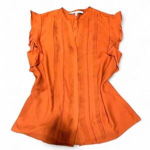 Collective Concepts Orange Ruffle Sleeve Blouse